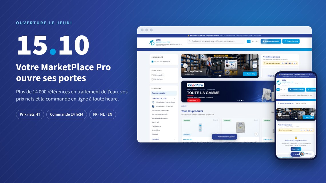 MarketPlace Pro DIMM sur ordinateur et smartphone, ouverture le 15 octobre 2026