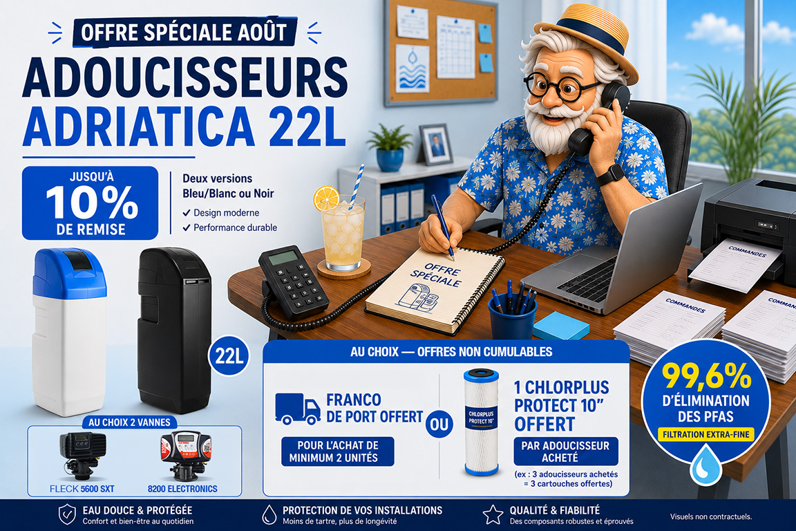Offre spéciale août : adoucisseurs Adriatica 22 L jusqu'à −10 % de remise
