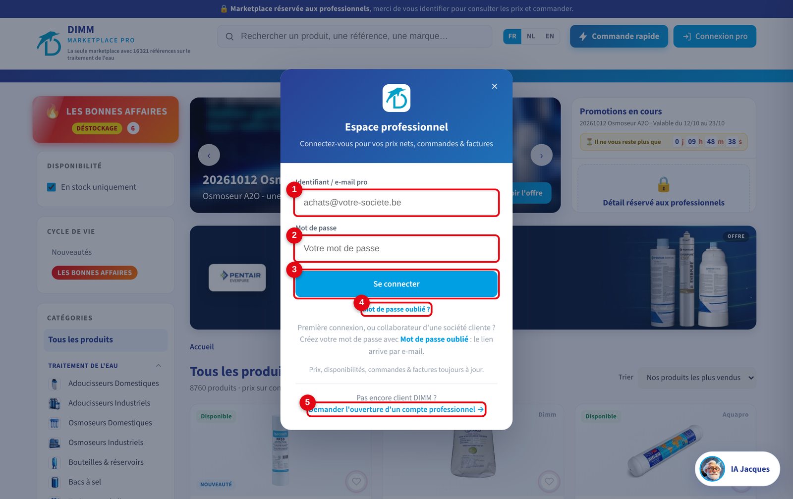 La fenêtre de connexion