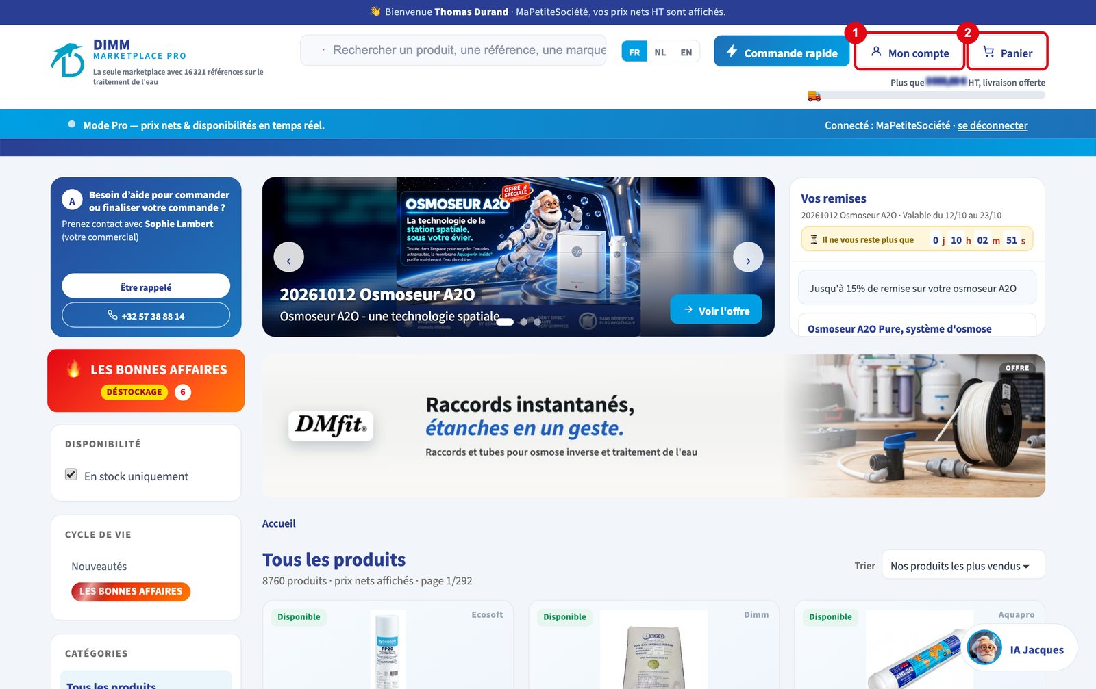 Une fois connecté
