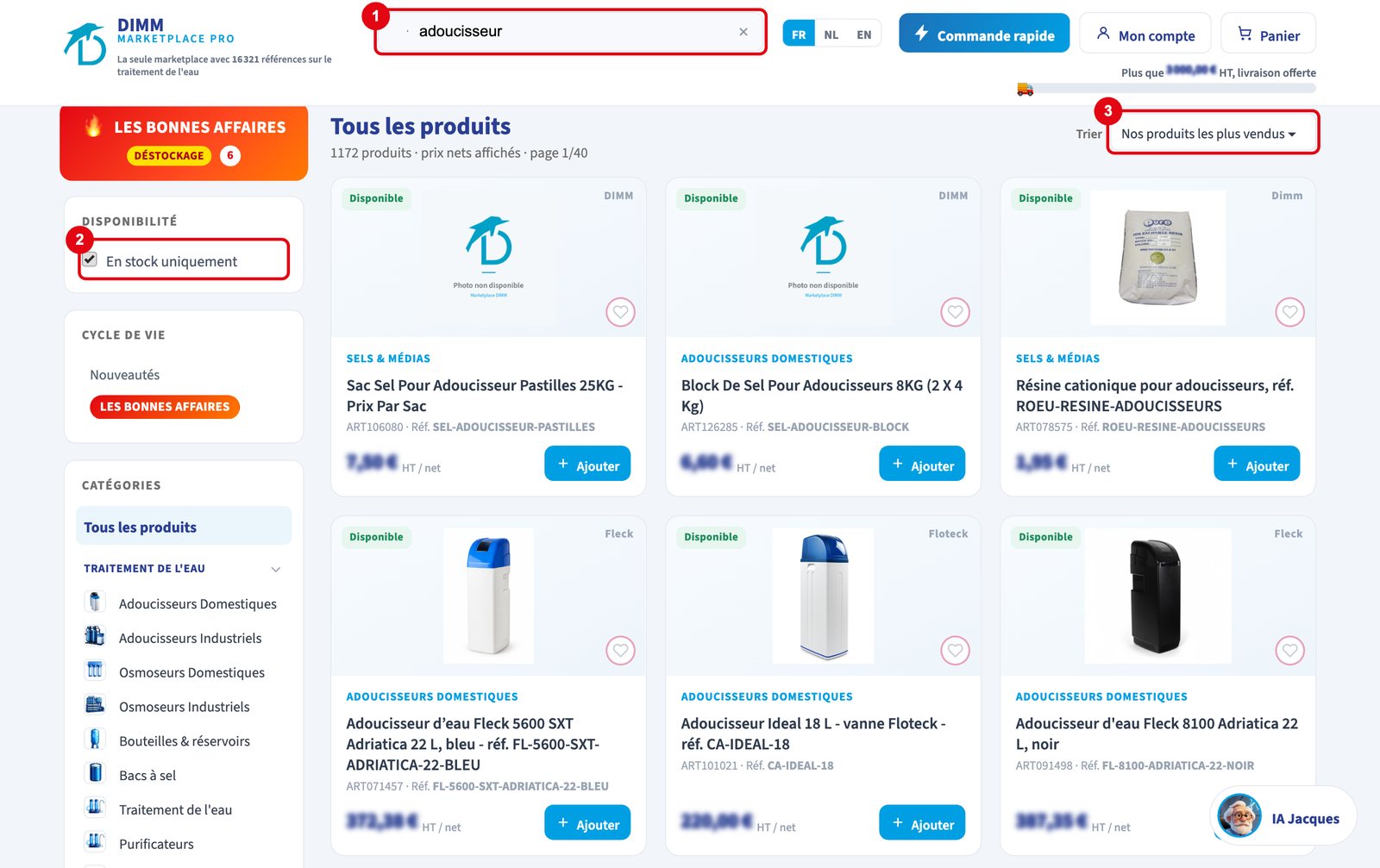 Les résultats et les filtres