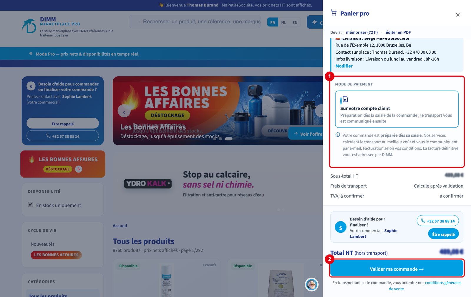 Client facturé sur compte