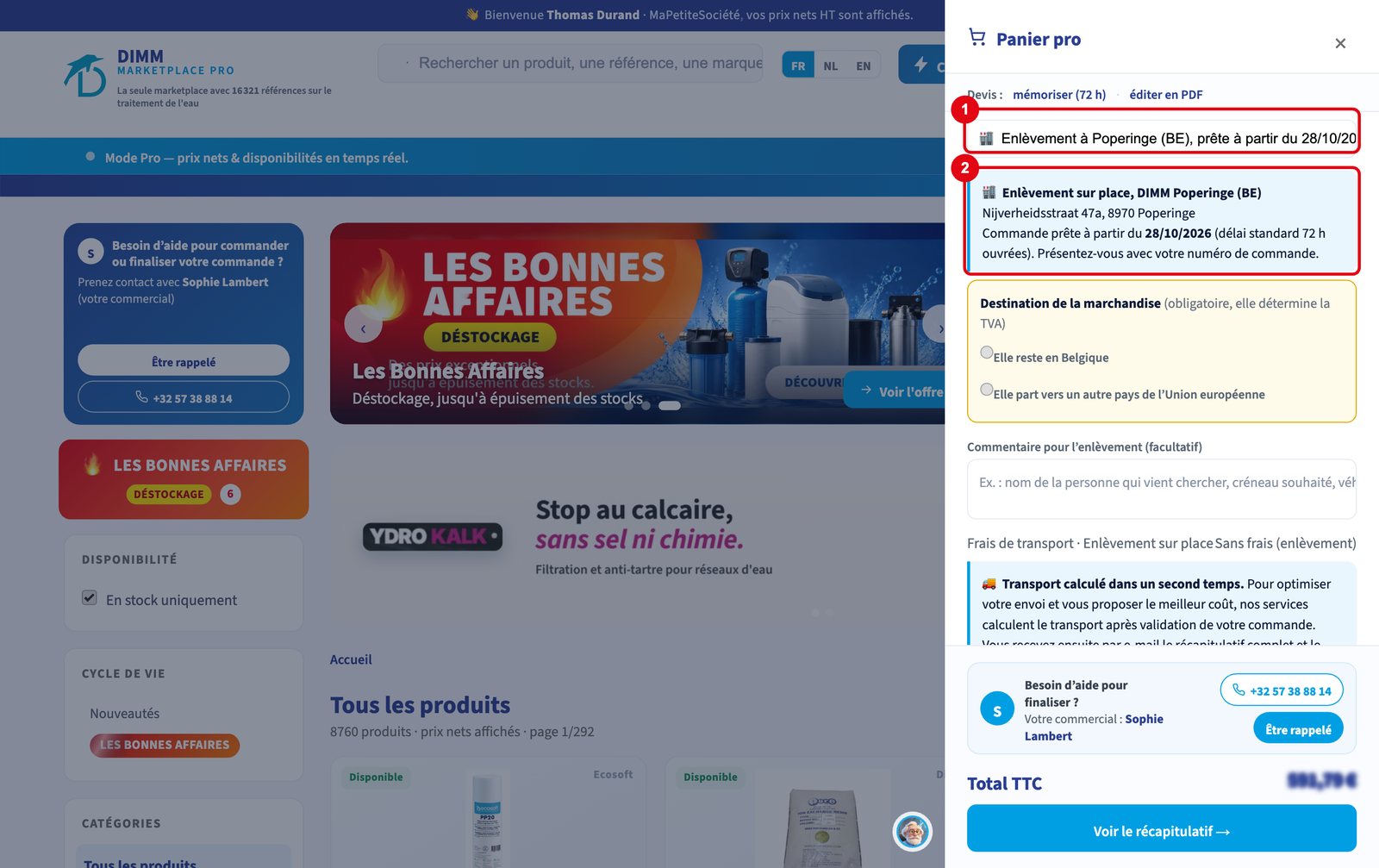 L'enlèvement sur place