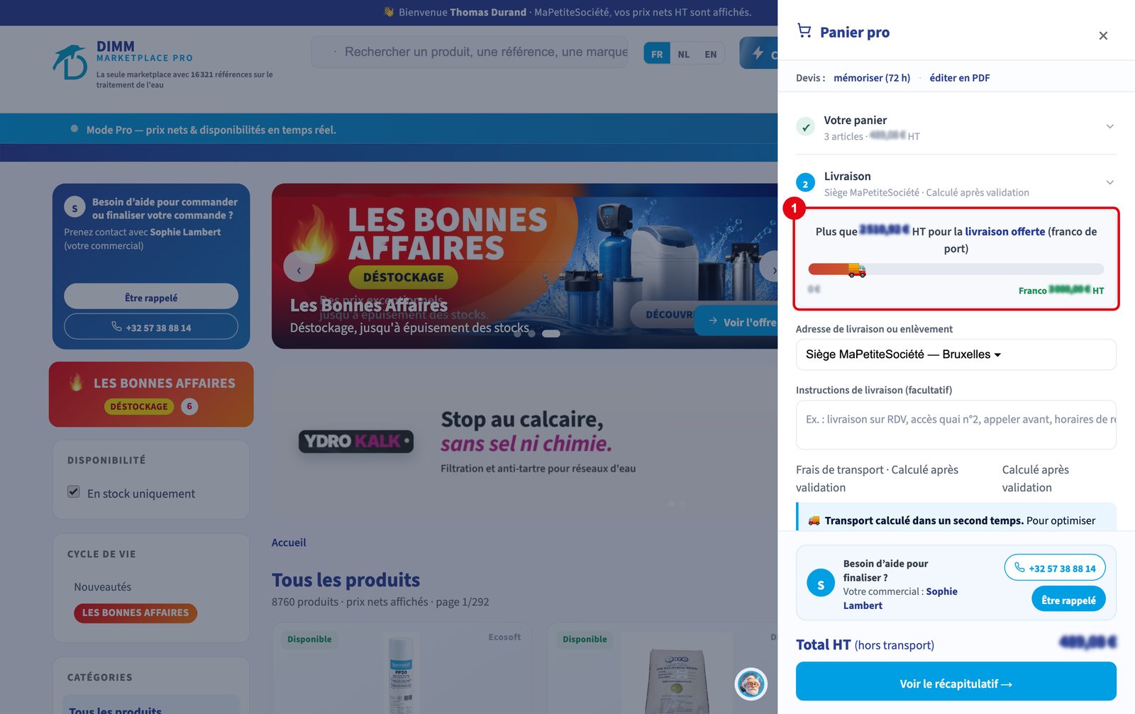 La jauge de livraison offerte