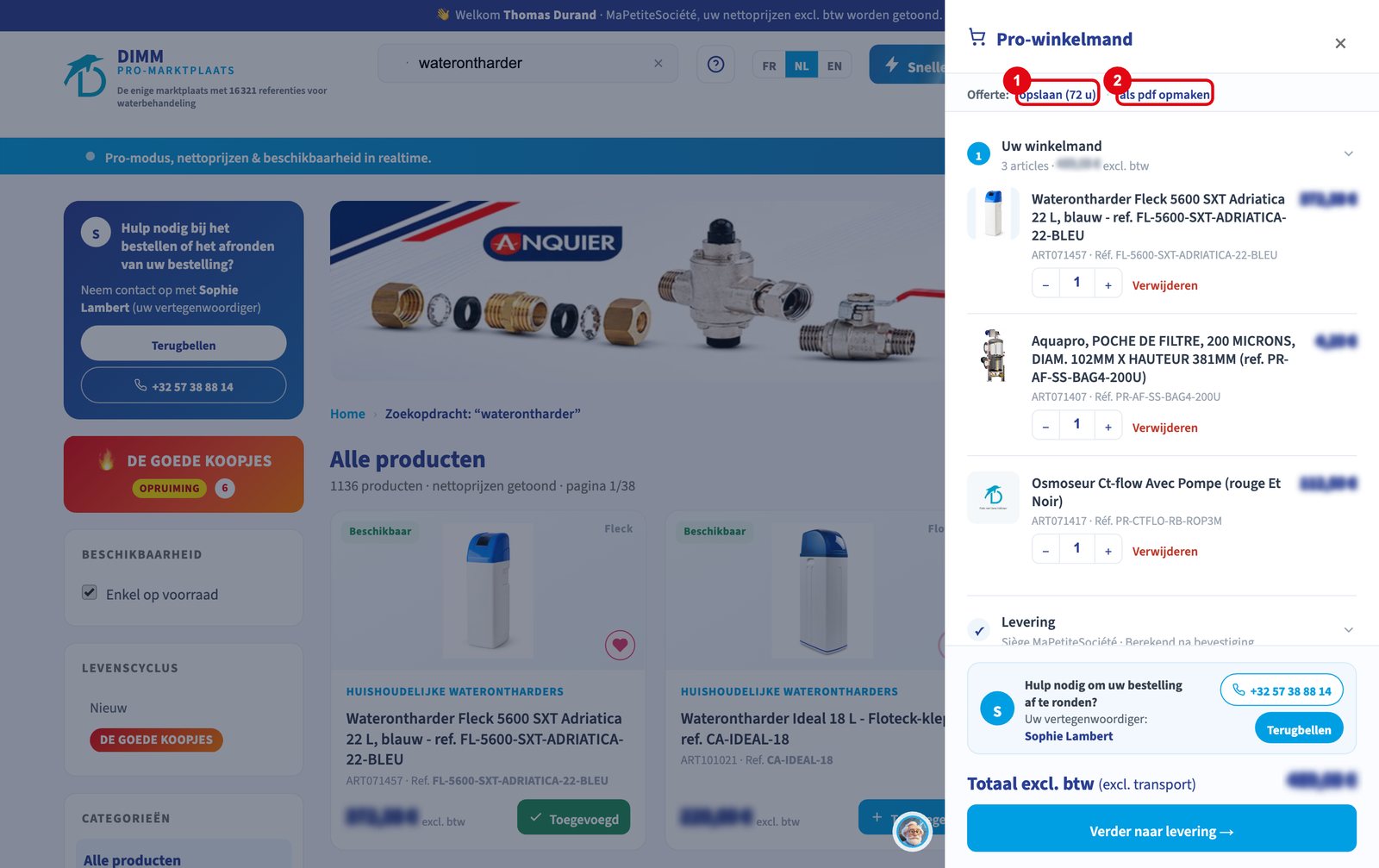 Een offerte maken vanuit de winkelmand