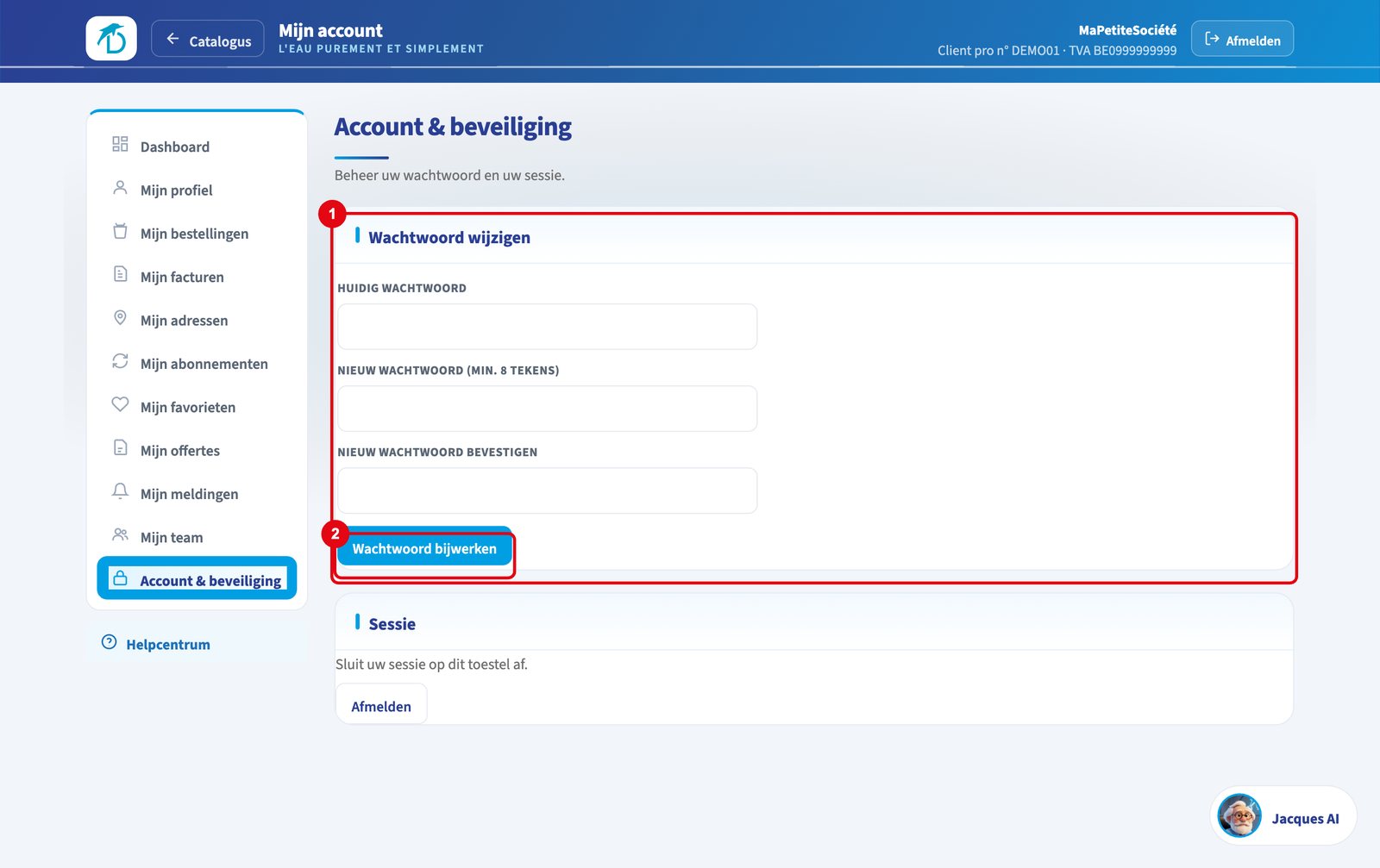 Mijn account > Account & beveiliging