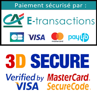 Paiement sécurisé par Crédit Agricole E-transactions, CB, Visa, Mastercard, Paylib, 3D Secure : Verified by Visa, MasterCard SecureCode