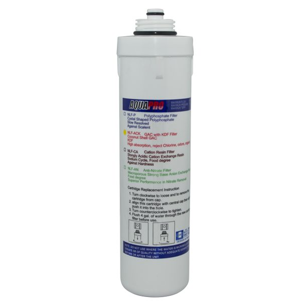 Cartouche 10" NLF, 2 niveaux, cartouche GAC & KDF® 50G, Aquapro PR-NLF-ACK, Aquapro