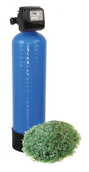 FILTRATION VERRE GRANULE - VANNE CLACK WS1.25TC FILTRE 57,2L GARO 0,7-1,4MM + GARO 2-5MM - BOUTEILLE 13X54 AVEC BYPASS ET RACCORDS 1''1/4 DROIT, réf. CLACK-WS1.25TC-GARO-60, Clack