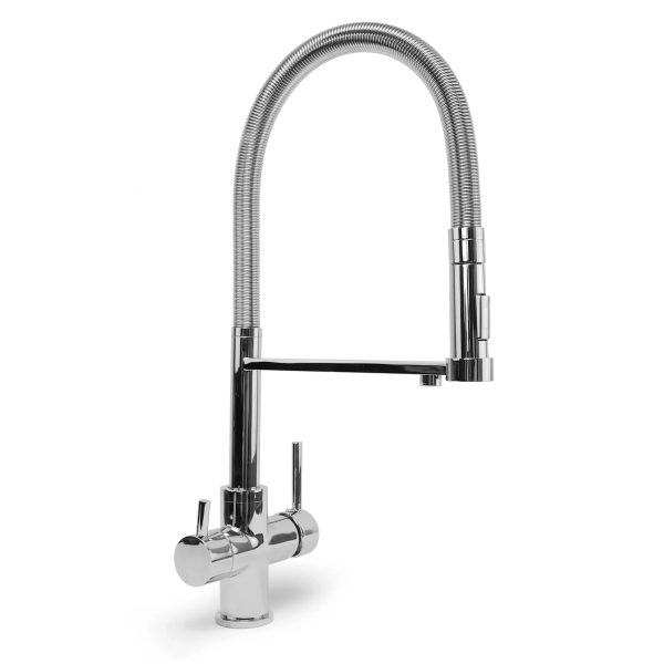 Driewegkraan met uittrekbare veerdouche Chrome, Gliano GLIANO-SP303-C, Gliano
