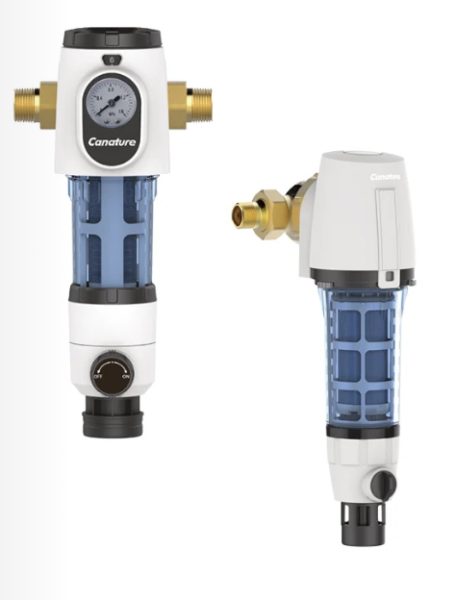 Ydrofilter, PORTE FILTRE SEMI-AUTOMATIQUE POUR EAU DE VILLE - 3 M3/H RACCORDEMENT EN 3/4'' OU 1'' FEM. - PRESSION DE 1 A 10 BAR CARTOUCHE INOX SS316L EN 40 MICRON - TEMP. 5°C - 40°C AVEC MANOMETRE réf. YDROFILTER-CPF-3-M, Ydrofilter
