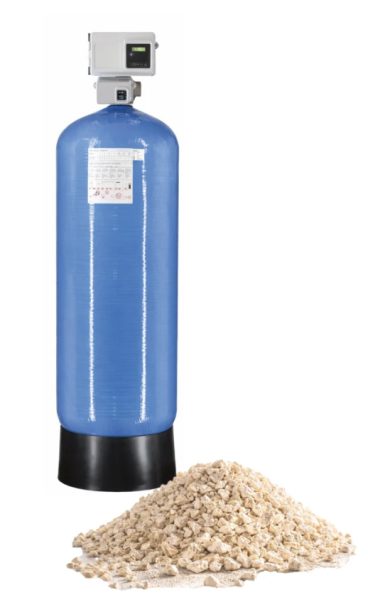 CORRECTION PH CALCITE - VANNE FLECK 2910 MECA FILTRE PISTON NBP - 166L CALCITE - BOUTEILLE 21X62 SANS SILEX, réf. FL-2910-MEC-CALCITE-170, Fleck