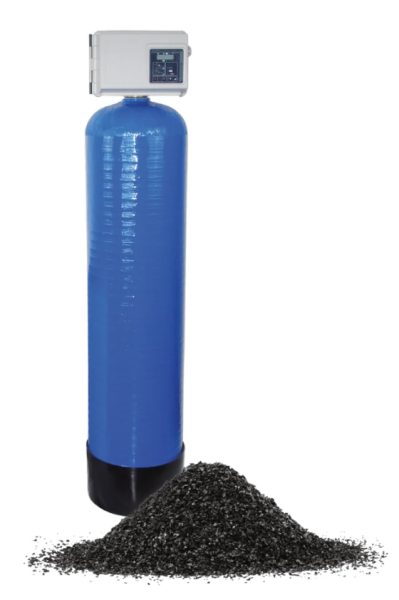 FILTRATION CHARBON - VANNE FLECK 2750 SXT FILTRE PISTON NBP - 100L CHARBON - BOUTEILLE 18X65 SANS SILEX, réf. FL-2750-SXT-NBP-AQUACARB-100, Fleck