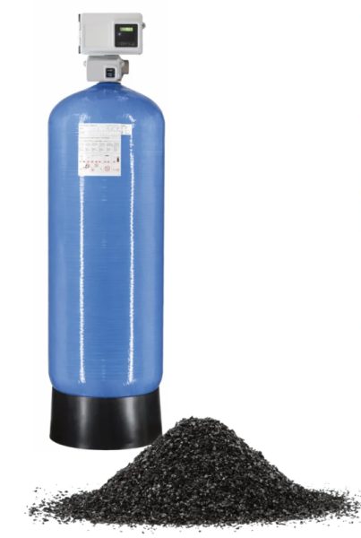 FILTRATION CHARBON - VANNE FLECK 2910 MECA FILTRE PISTON NBP - 100L CHARBON - BOUTEILLE 18X65 SANS SILEX, réf. FL-2910-MEC-AQUACARB-100, Fleck